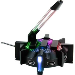 ENHANCE Pro Gaming Mouse Bungee Cable Holder 4 Port USB Hub w/ 7 LED Color Modes